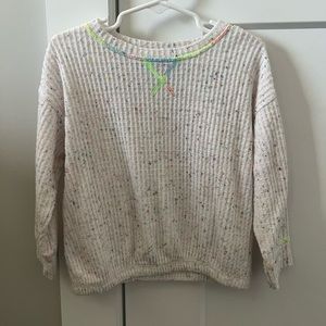 Old navy girls waffle knit sweater with neon accents